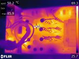 Thermal image of middle parts of power supply. 50.2c / 122F
