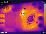 Thermal image of front parts of power supply. 92.6c / 199F